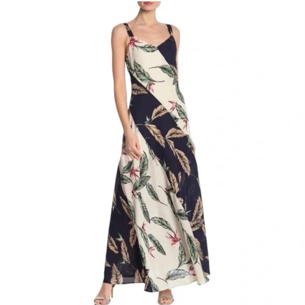 One One Six Tropical Leaf Print Maxi Tank Dress Size Small